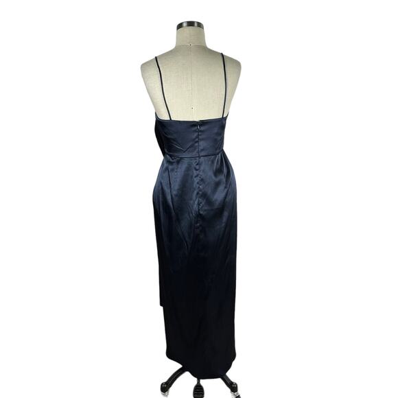 AFTER SIX 6828 Midnight Blue Stretch Charmeuse Draped Midi Dress Size 6R NWT - Picture 4 of 8